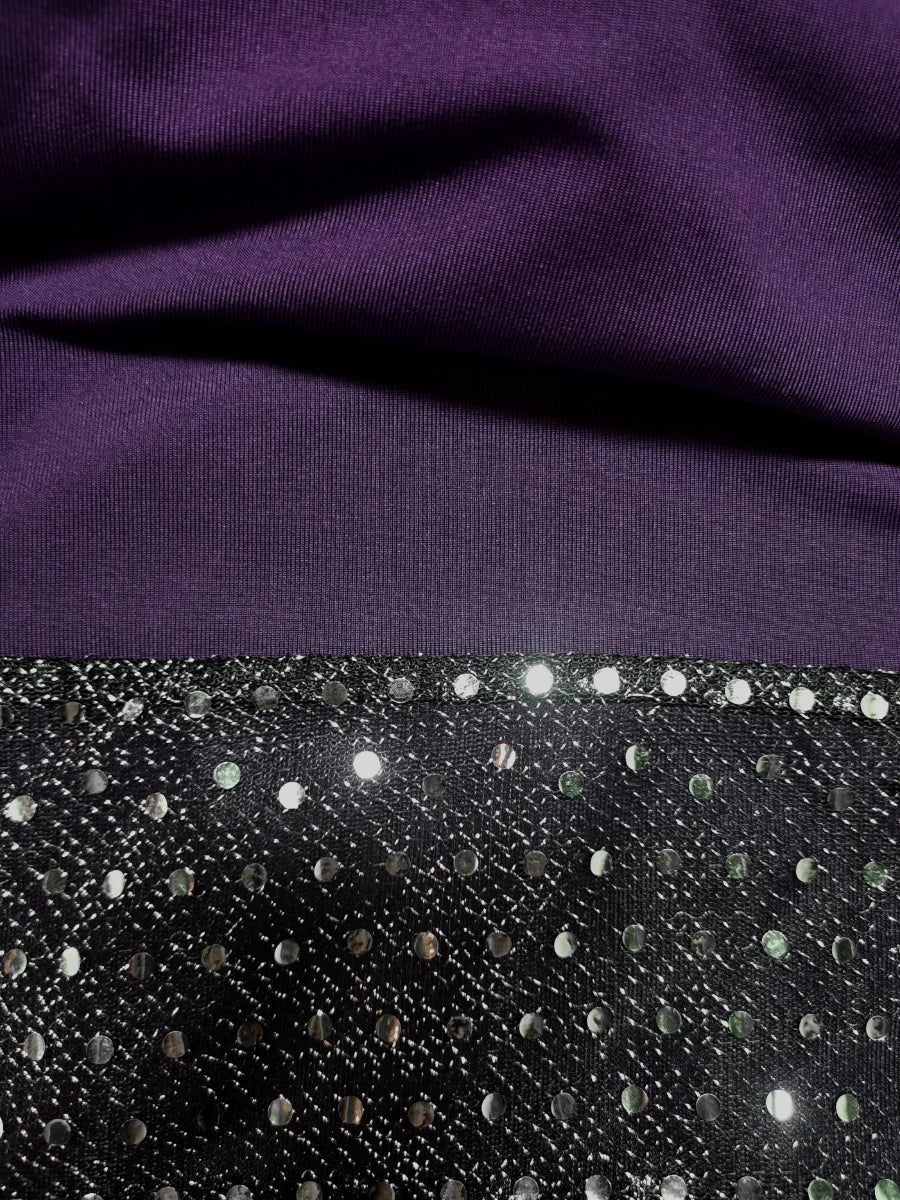 LW Plus Size Two Pieces Set Crop Top See Through Sequined Pants Set Autumn New Fashion Women's Long Sleeve Top Skinny Pants Set