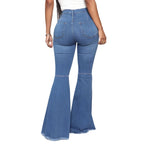 Women Jeans Flare Pants Sexy Denim Long Pant Hip Wrap Casual Solid Elegant Splice Regular Slim Fit High Waist Trousers Summer