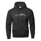 Mountain Heartbeat Hoodies teens Sweatshirt Autumn Long Sleeve Hooded Sweatshirt Hoodie Black Gray Sportswear