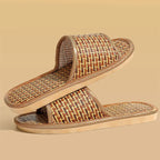 BASATU Women And Men Slippers Non-Slip Home Rattan Grass Indoor Couple Home Men And Women Spring And Summer Bamboo Woven Sandals