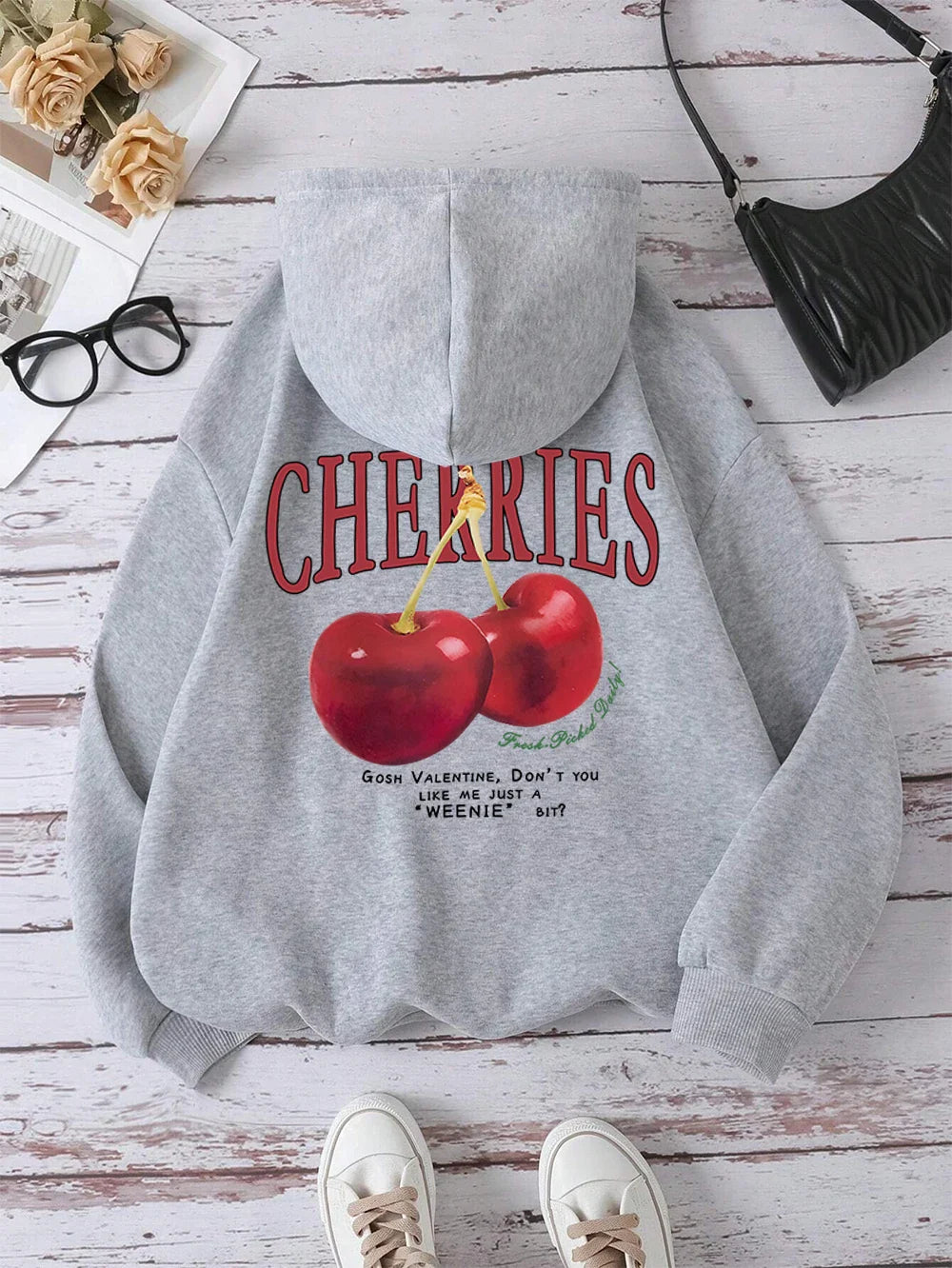 Cherries Cosh Valentine Funny Print Hoody Men Women Hip Hop Pullover Hoodie Loose Warm Sweatshirt Fashion Fleece Clothing Couple