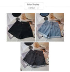 High-waisted Plus-size Women Jeans Student Casual Versatile Trendy A- line Hot Pants Cotton Material Straight Cylinder Style