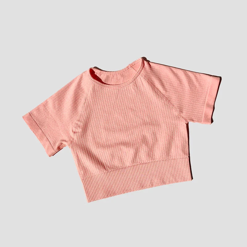 WAREBALL Women Yoga Shirts Short Sleeve Crop Top Gym Tops Fitness Running Workout Sport T-Shirts Sports Wear