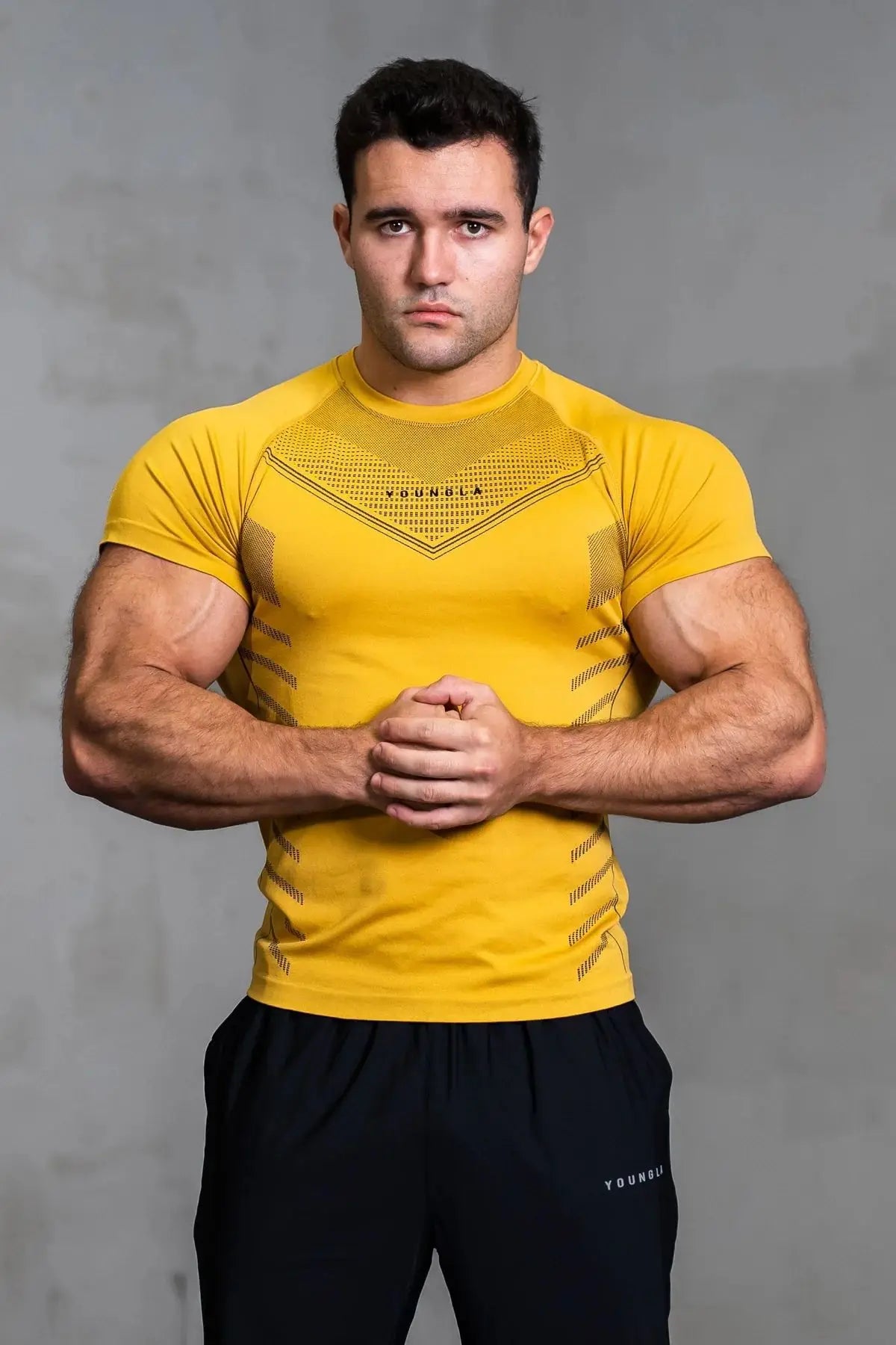 Men's T-Shirts Sports Fitness Trainer Clothe Quick Dry Breathable Stretch Tights Joggers Outdoor Casual Short Sleeves