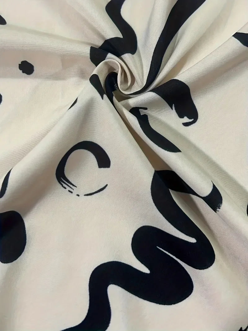 Women's Plus Size 1XL-5XL Casual and Comfortable Button-down Collar Long Sleeve Shirt Personality Geometric Pattern Shirt