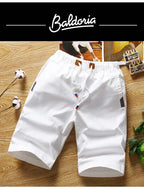 White Shorts Men Cotton Casual Shorts Bermudas Summer Slim Fit Drawstring Shorts Daily Wear Soft Touch and Comfortable Pants