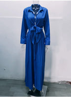 Autumn Winter Fashion V-neck Long Sleeve Elegant Blouse Print Lapel Top Women Solid Color Loose Casual Wide Leg Jumpsuit