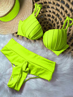 Cheap Push Up Bikinis Women Swimsuits  Solid Padded Women Swimwear Vintage Female Swimsuit High Waist Biquini Bathing Suit