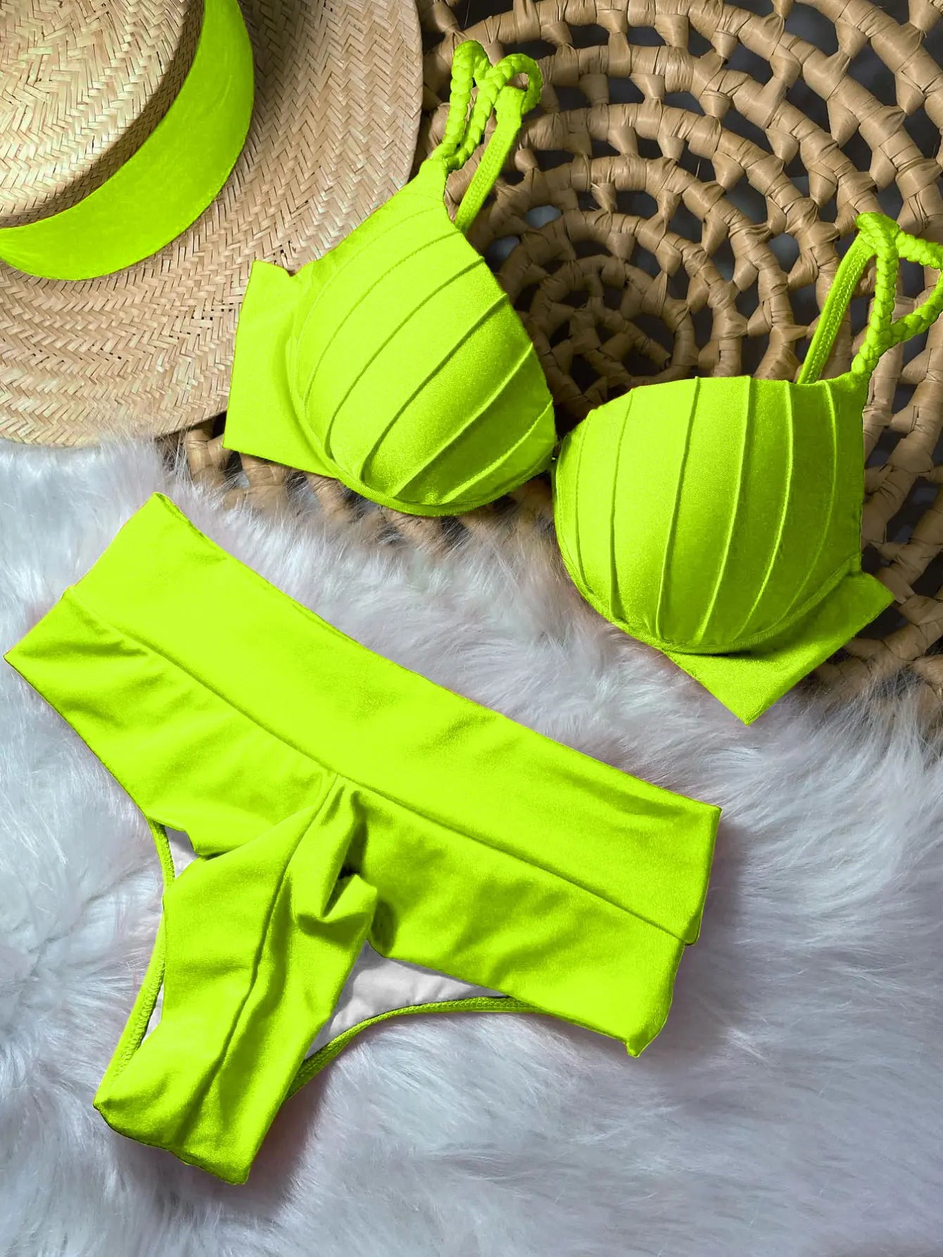 Cheap Push Up Bikinis Women Swimsuits  Solid Padded Women Swimwear Vintage Female Swimsuit High Waist Biquini Bathing Suit