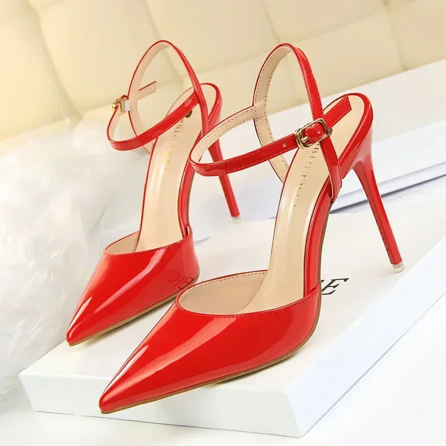 Summer Women Red Blue Sexy Nightclub Stripper Dance Sandals Lady Fetish 10.5cm High Heels Holiday Concise 2024 Versatile Sandles