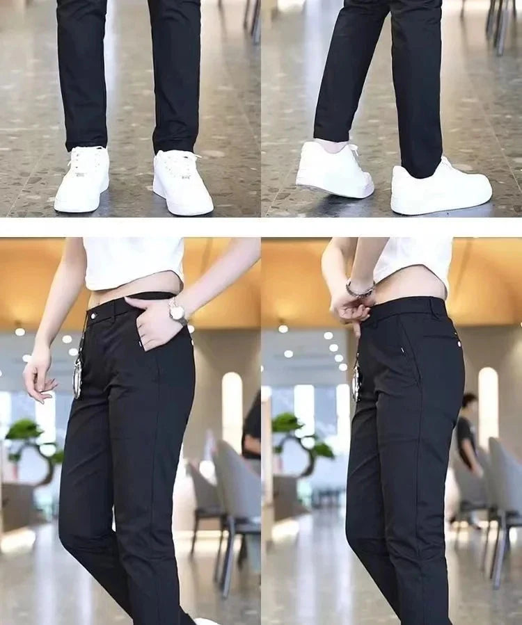 Mens Casual Pants Korea Fashion Summer Slim Fit Trousers High Quality Elastic Waist Straight Golf Sports Pants Men Clothing