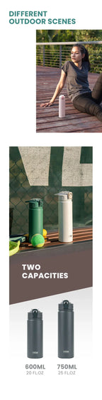 Tyeso 600ML/750ML Stainless Steel Thermos Bottles Car Insulated Cups with Straw Keeps Cold and Heat Portable Sport Thermal Mugs