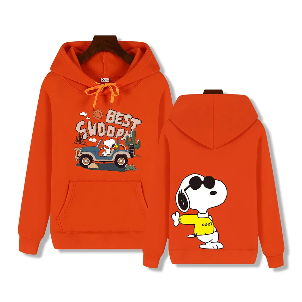 Men's casual fashion brand high-end quality Snoopy print Autumn Winter thick warm street fashion hoodie