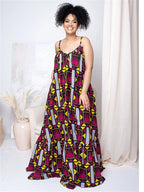 Wmstar Plus Size Dresses for Women Floral Printed Slip  Loose Stretch Big Swing Maxi Dress Summer Clothes Wholesale Dropshipping