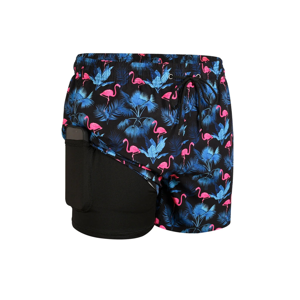Summer New Polyester Digital Printed Anti-Embarrassment Quick-Drying Plus Size Boxer Swim Trunks, Suitable For Hot Springs. Men