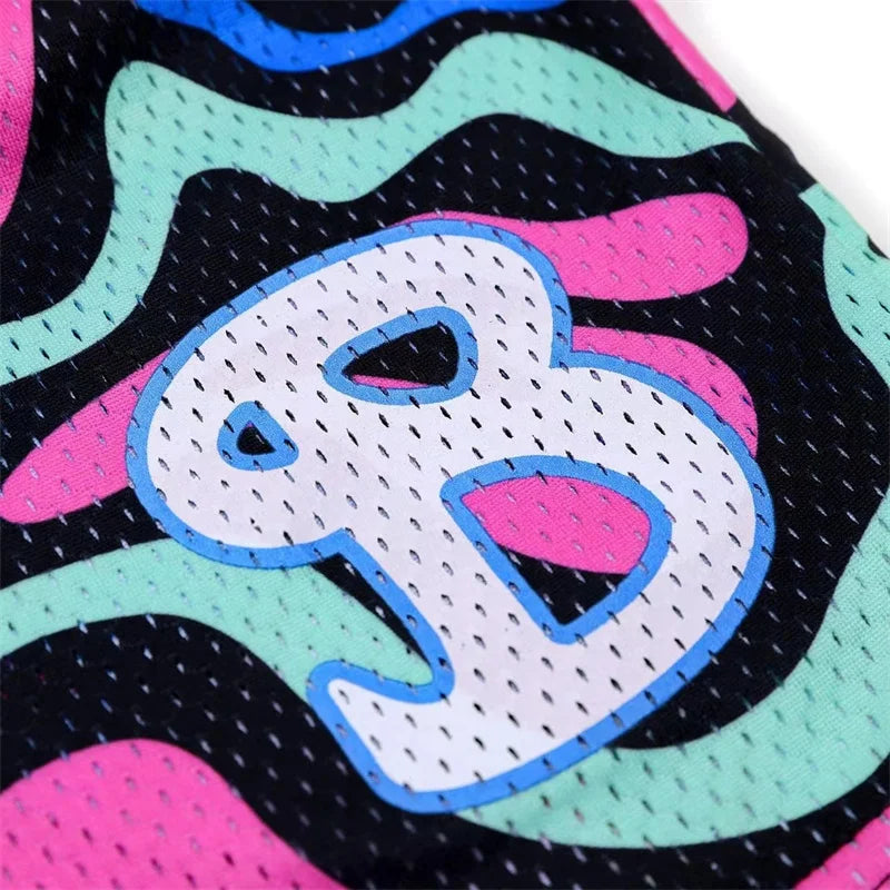 BKTSQD American Style Trendy Brand Sports Shorts Men's Casual Mesh Quick drying quarter knee basketball running beach shorts