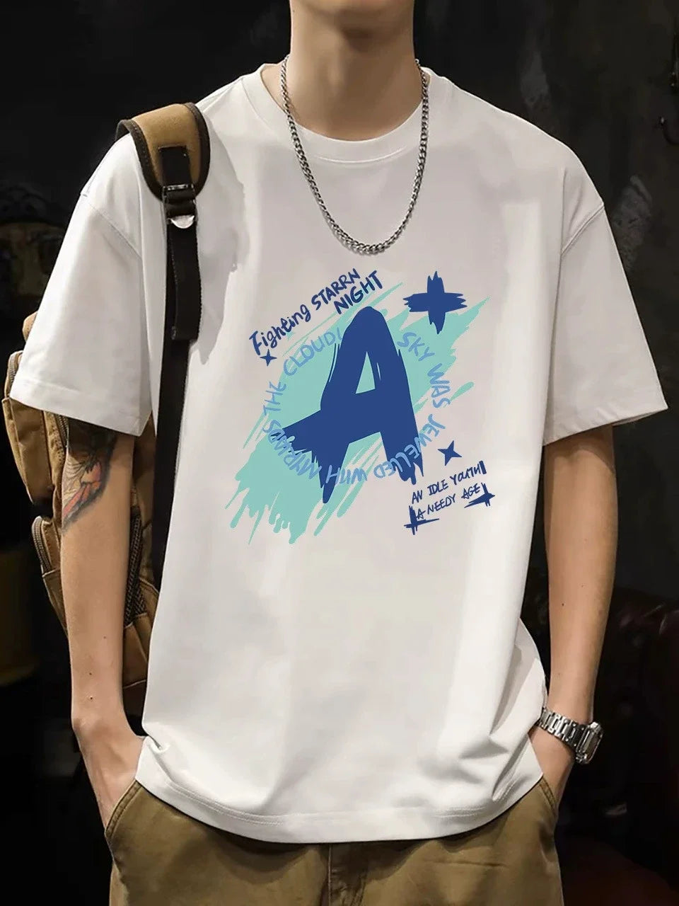 New summer men's T-shirt 100% cotton printed T-shirt casual urban fashion boutique T-shirt