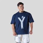 LYFT BIG Y Men 100% Cotton T-Shirt Pattern Printed Loose Oversized-Shirts Men Clothing Street Casual Short Sleeve Tees Tops 3XL
