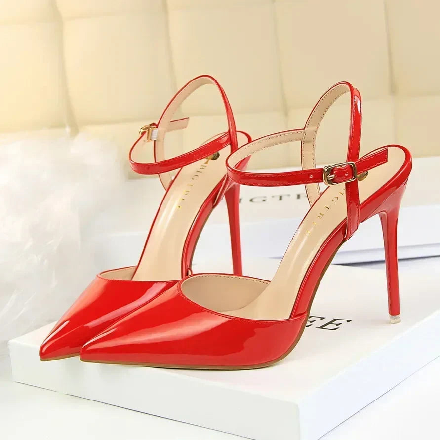 Summer Women Red Blue Sexy Nightclub Stripper Dance Sandals Lady Fetish 10.5cm High Heels Holiday Concise 2024 Versatile Sandles