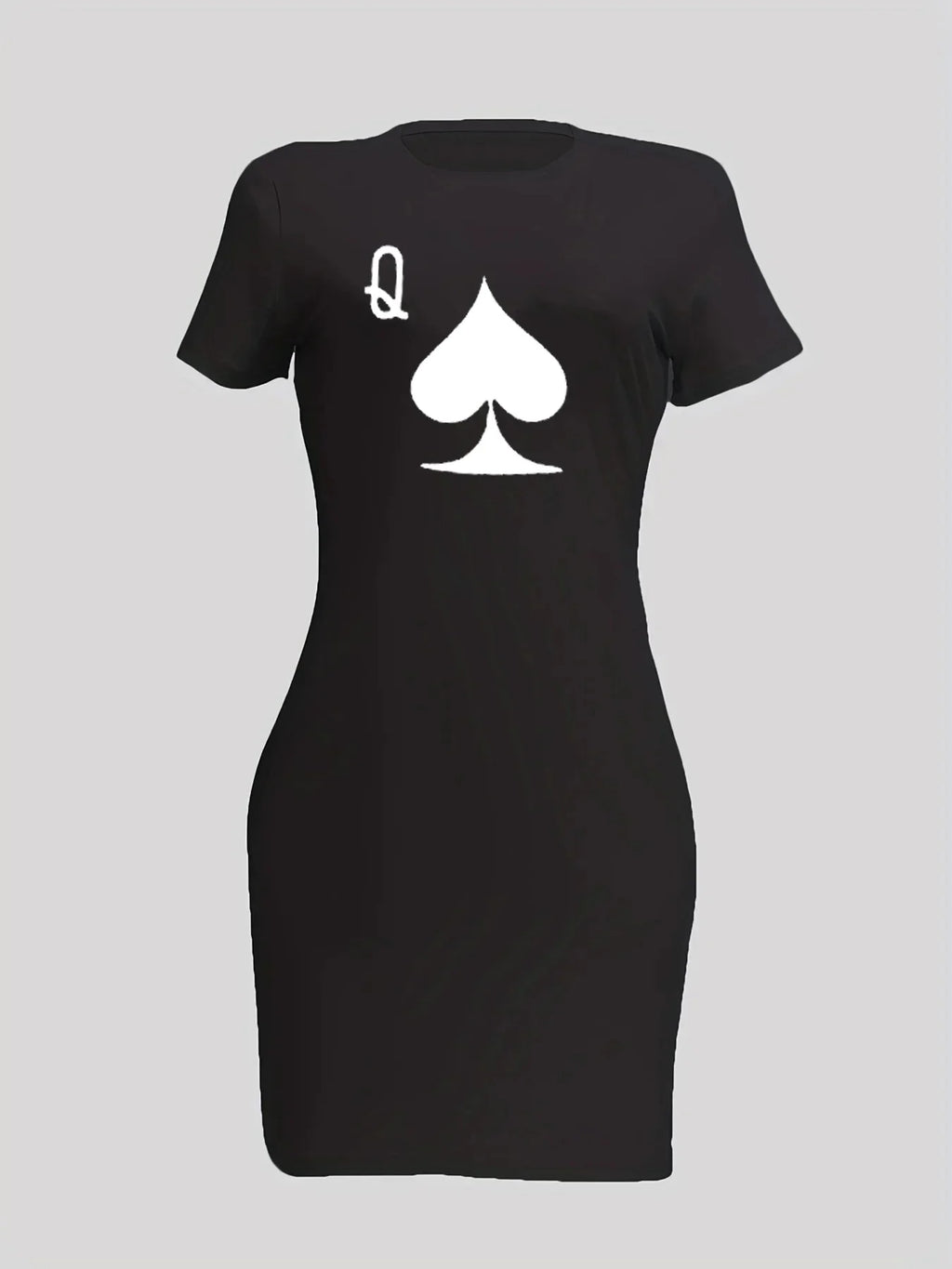 Women's plus size summer Q-letter print short sleeved round neck loose casual T-shirt dress High Street Unisex style