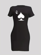 Women's plus size summer Q-letter print short sleeved round neck loose casual T-shirt dress High Street Unisex style