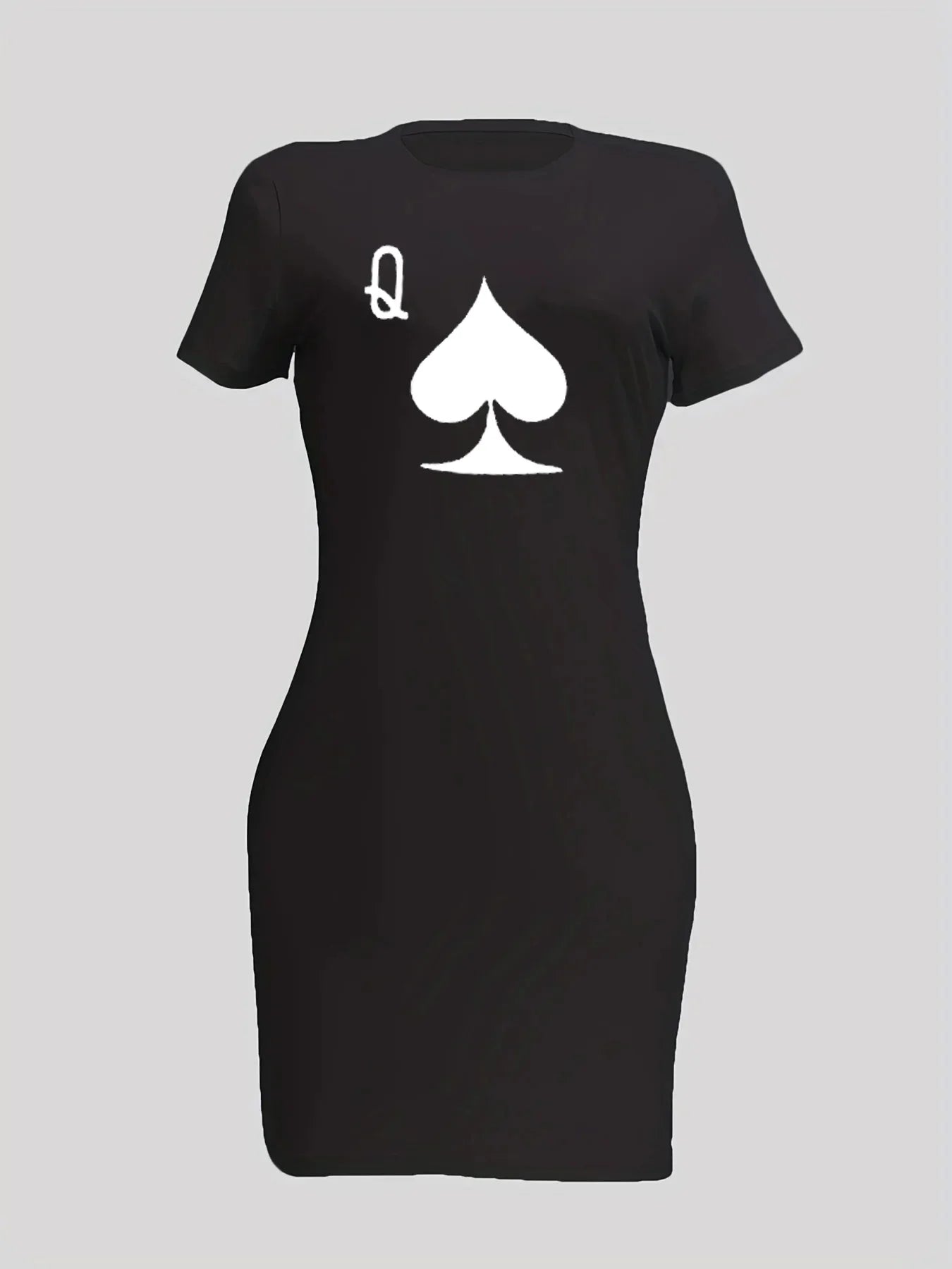 Women's plus size summer Q-letter print short sleeved round neck loose casual T-shirt dress High Street Unisex style