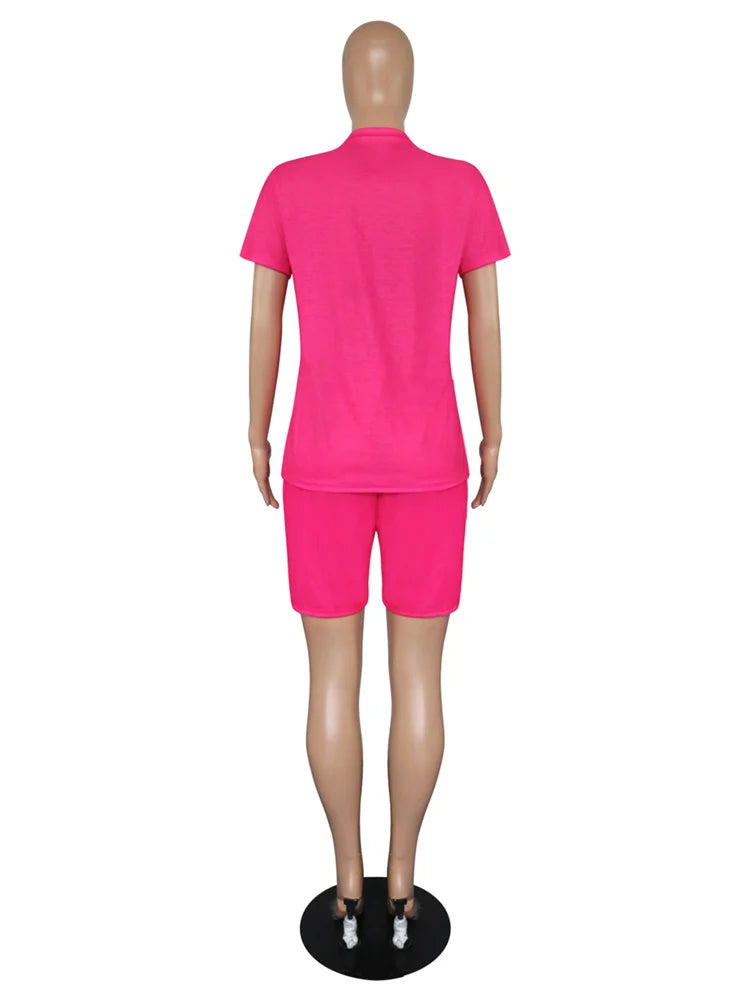 Wmstar Plus Size Two Piece Outfits for Women Tracksuit Shorts Sets  Lip Print Top Casual New In Matching Wholesale Dropshipping