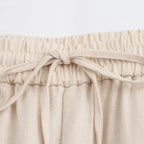 TRAF Women Fashion Spring Summer Lace-up Linen Blended Straight Pants Pocket Office Lady Chic High Waist Trousers Mujer