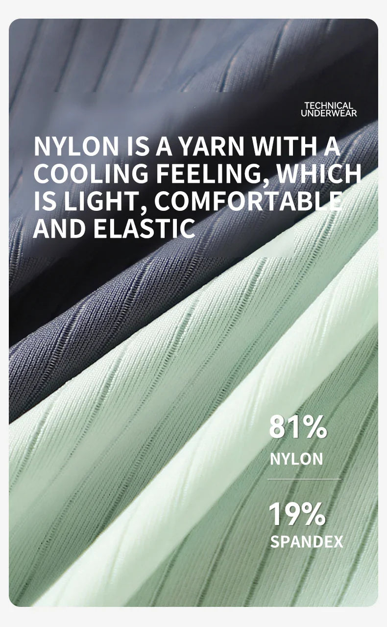 MiiOW 3Pcs Soft Ice Silk Men Boxer Underwear Men's Panties Summer Breathable Striped Underpants Male Antibacterial Boxers Trunks