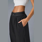 yoga high waist women's straight leg wide leg pants sports fitness pilates training casual pants