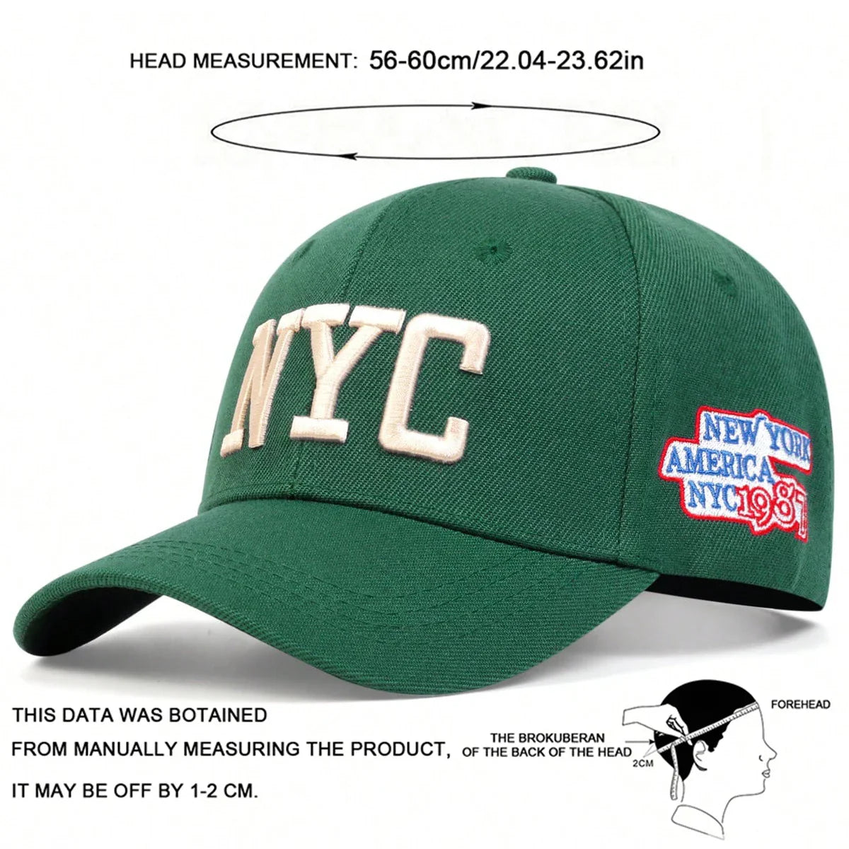 Unisex NYC Letter Embroidery Baseball Caps Adjustable Casual Hats Spring and Autumn Outdoor Sunscreen Hat