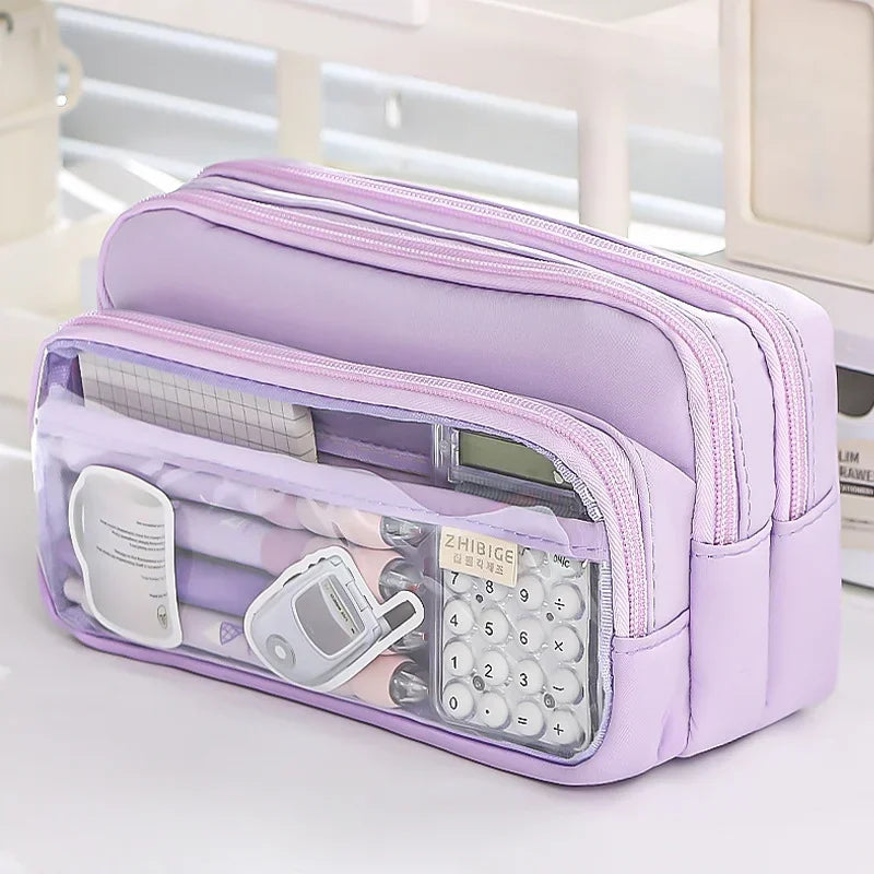 Exquisite Transparent Pencil Case Student Large Capacity Multifunctional Convenient Stationery Storage Bag