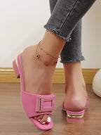 Fashion Women High Heel Slippers Summer Slip on Elegant Low Heel Shoes for Wedding Party Comfortable Non-slip Women's Slippers