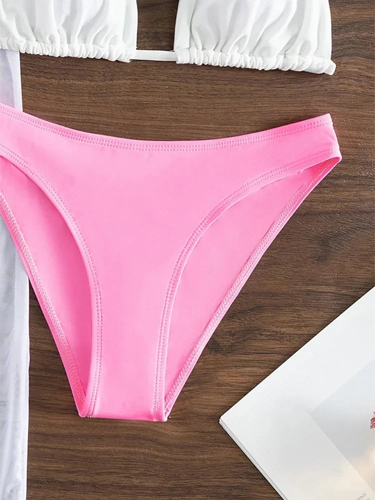 Women Swimwear Bikini 3pcs Set Beachwear Swimsuit Panties Bras Set Female Swimsuit Three-pieces Bikini Set Bather Bathing Suit