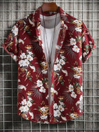 Men's short sleeved shirt new summer Hawaiian style lapel button up shirt casual fashion shirt large size