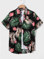 Men's short sleeved shirt new summer Hawaiian style lapel button up shirt casual fashion shirt large size