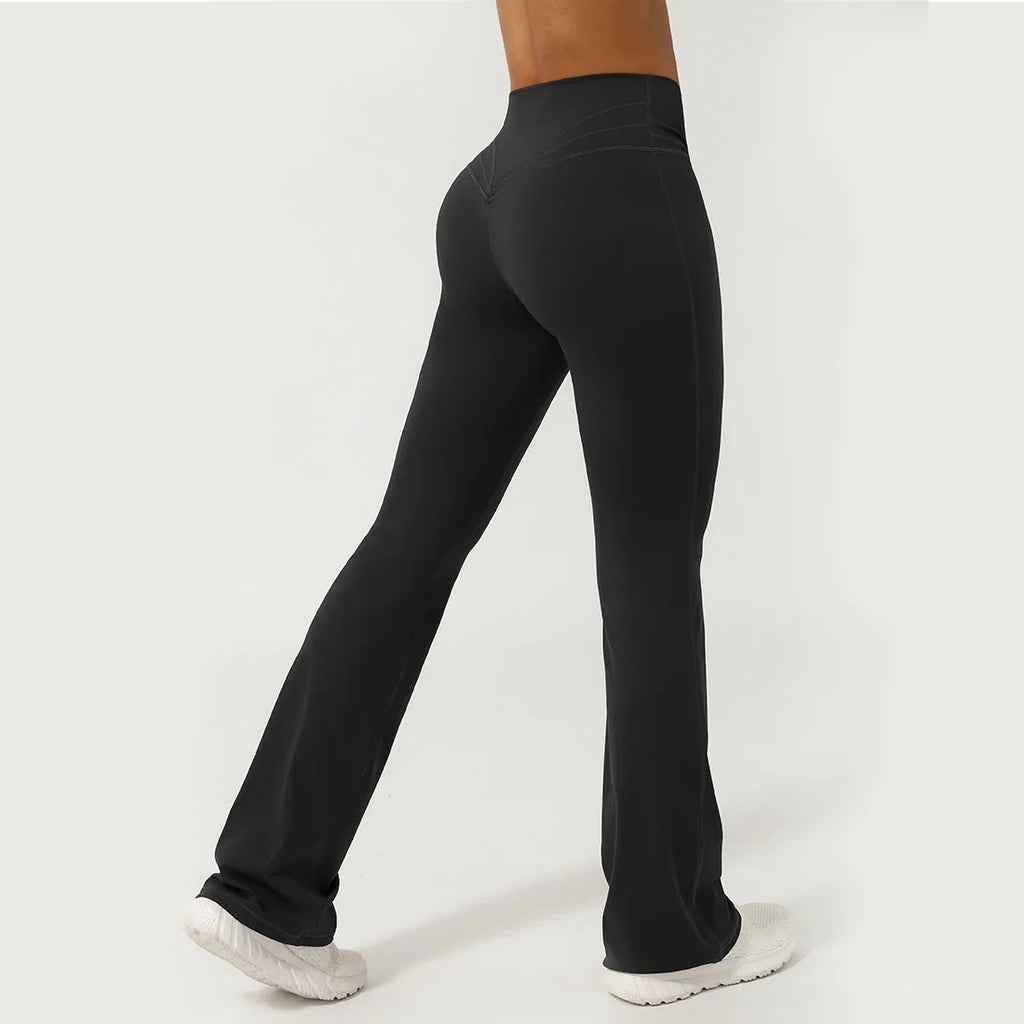 Women Cross Waist Fitness Breathable Yoga Training Gym Outdoor Dance Sport Flare Pants