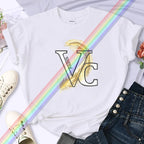 For Women's Luxury Brand High-Quality Summer Feather Printing T-shirt 100% Cotton Casual Oversized Y2k Personality Sleeve O-neck