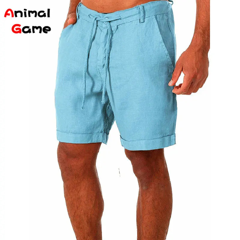 Summer Fashion Mens Linen Shorts Men Cotton Beach Short  New Wild Leisure Loose Solid Cargo Shorts for Men Sweatshorts