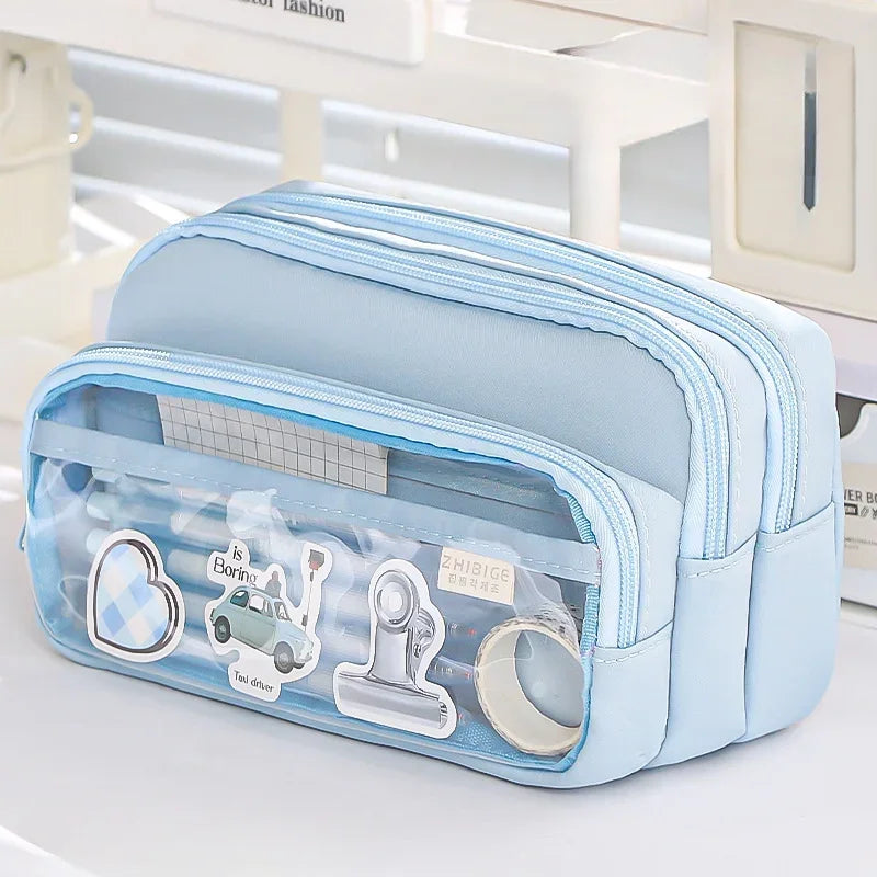 Exquisite Transparent Pencil Case Student Large Capacity Multifunctional Convenient Stationery Storage Bag