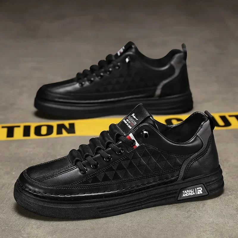 Upgrade your style with Men's Vulcanize Shoes 2025 /White Leather Casual Shoes/