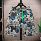 Summer floral shorts men's trendy casual five quarter pants 2025 new loose trendy sports beach pants