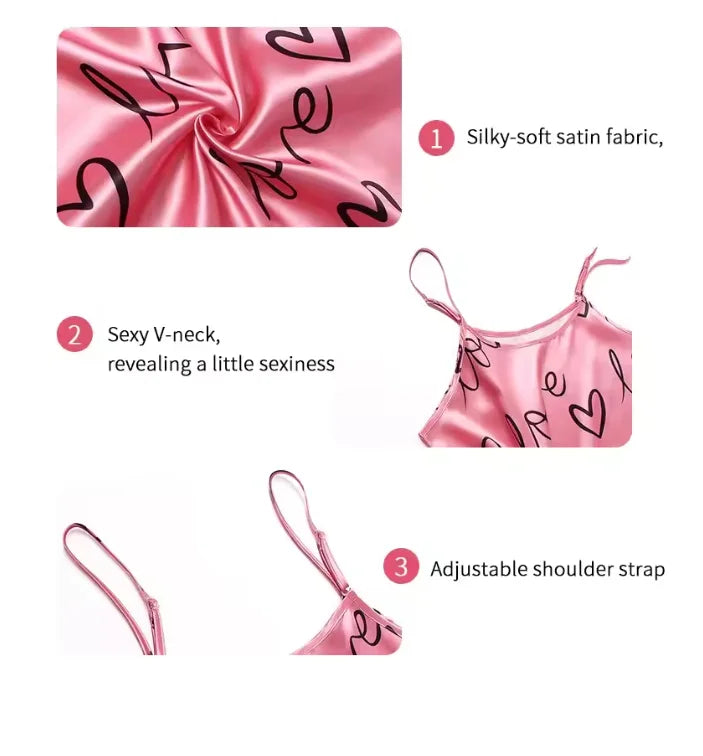 Women Sexy Sleeveless Nightdress Satin Chemise Lingerie Sleepwear Night Dress Cami Slip Dress Nightwear Nightgowns