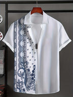 Hawaiian Ethnic pattern design 3d Printed  Mens Shirt Summer Casual Printed Short Sleeve Beach Hawaiian Tops Men's Clothing