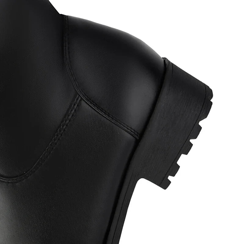 ANOVISHANA New Winter Autumn Over Knee Boots 3.5cm Square Heel Round Toe Leather Thigh High Fashion Big Size 45 46 47 48 US17