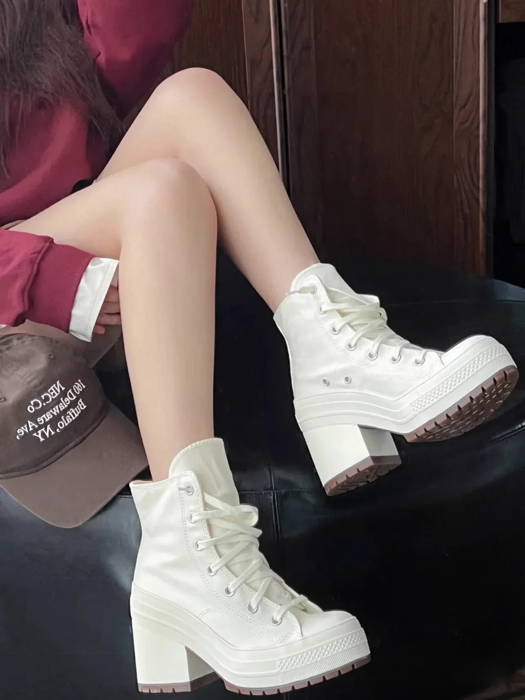 Women Platform Sneakers Canvas Shoes Personalized Luxry Heels Skateboard Lace Up Casual Fashion Outdoor Sneakers Plus Size 36-42