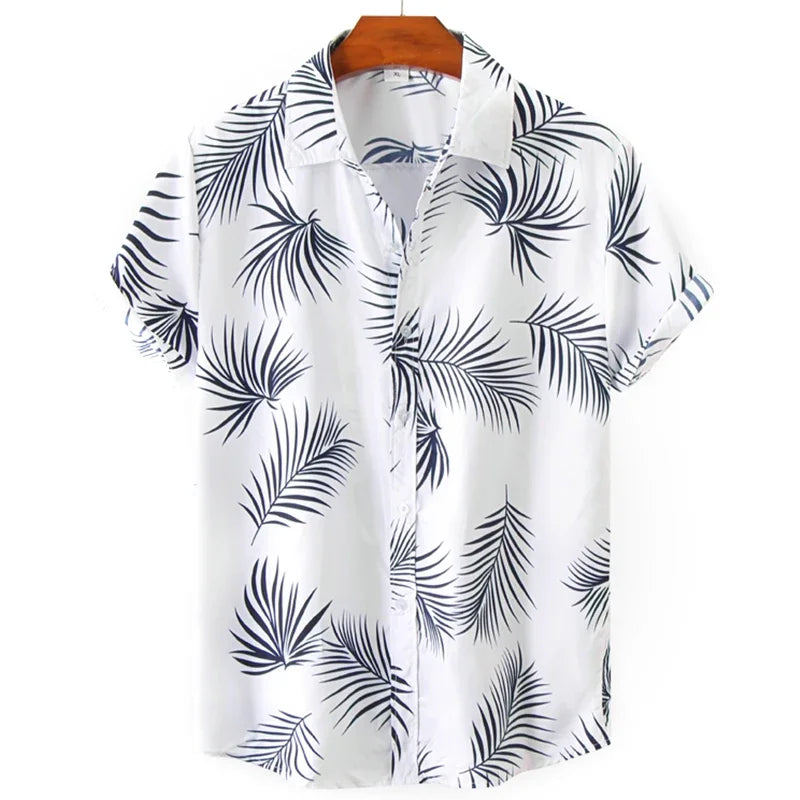 New 3D Oversized Geometric Print Hawaiian Shirt Summer Beach Casual men's short-sleeved Top Comfortable Chinese Style