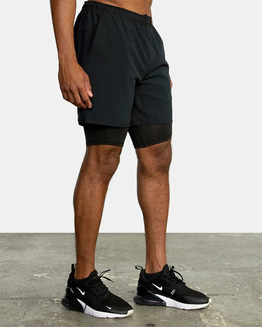 Fitness Shorts Men's Training Sports Jogging Fitness Woven Quick Dry New 2-in-1 Double-layer Sports Fitness Running Shorts