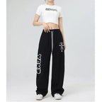 American Star Print Women Oversized Pants High Waist Loose Casual Sports Pants for Women Spring Summer Thin Woman Trouser Y2K