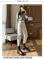 down Bottoming down Cotton Pants Women's New Loose High Waist down Wadded Trousers Women's Fashion Autumn and Winter New